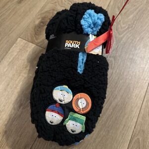 South Park Sherpa Fleece Slipper Socks Men's Size 6-12 2pk Embroidered New 2025